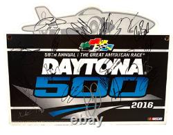 2016 Daytona 500 Multi-Signed Wooden Sign NASCAR Auto Dale Earnhardt Jr. & More