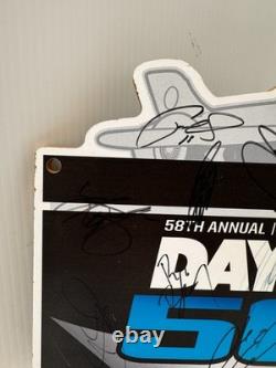 2016 Daytona 500 Multi-Signed Wooden Sign NASCAR Auto Dale Earnhardt Jr. & More