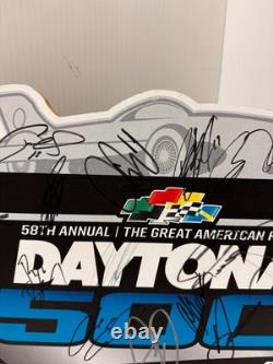 2016 Daytona 500 Multi-Signed Wooden Sign NASCAR Auto Dale Earnhardt Jr. & More