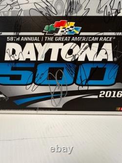 2016 Daytona 500 Multi-Signed Wooden Sign NASCAR Auto Dale Earnhardt Jr. & More