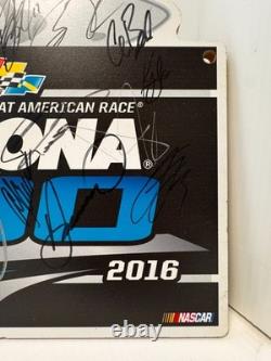 2016 Daytona 500 Multi-Signed Wooden Sign NASCAR Auto Dale Earnhardt Jr. & More