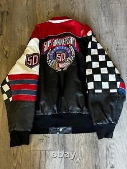 50th Anniversary NASCAR Racing Jacket Men's Size XL Leather Snap front