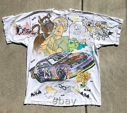 90s Cartoon Network Scooby Doo Wacky Racing Nascar T-Shirt All Over Print Vtg L