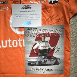 Austin Cindric Signed NASCAR Crew Shirt & Poster Team Penske COA Autographed