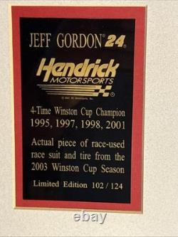 Autographed 2003 NASCAR Jeff Gordon Framed Race-Used Tire & Suit Limited 102/124