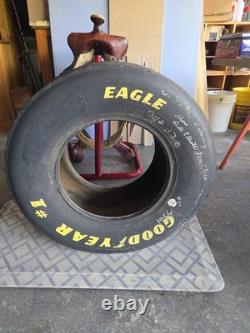 Bill Elliot Race Used Goodyear Eagle Tire Black Autographed NASCAR Display