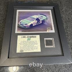 Carl Edwards #99 Mounted Memories Framed Photo w Piece of Race Used Tire 27/399