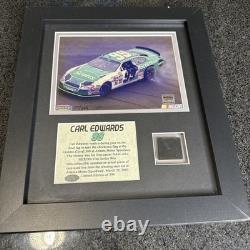 Carl Edwards #99 Mounted Memories Framed Photo w Piece of Race Used Tire 27/399