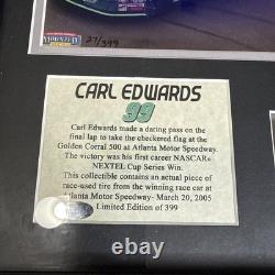 Carl Edwards #99 Mounted Memories Framed Photo w Piece of Race Used Tire 27/399