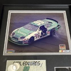 Carl Edwards #99 Mounted Memories Framed Photo w Piece of Race Used Tire 27/399