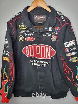 Chase Authentics Jeff Gordon 24 NASCAR Racing Jacket Flames Dupont Black Size XL