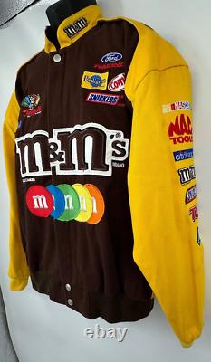 Chase Authentics Men's M&M NASCAR Jacket Size XL Brown Yellow Colorblock Cotton