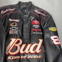 Dale Earnhardt Budweiser Nascar Racing Leather Sports Bomber Jacket Sweater Sm