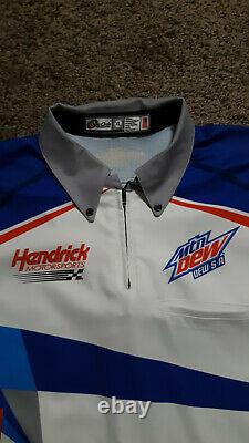 Dale Earnhardt Jr DEW S A race used NASCAR pit crew shirt 2017 Kansas