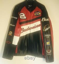 Dale Earnhart Jr Nascar Budweiser Leather Racing Jacket Sz L Wilsons Leather