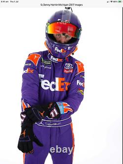 Denny Hamlin, 2017 Race Used/worn, Joe Gibbs, Fed Ex, Carbon Fiber Stilo Helmet