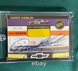Denny Hamlin Autographed Rookie Stripes # 1/25 Press Pass Vip Racing Rookie Card