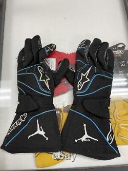 Denny Hamlin Michael Jordan Jump man Alpinestars Nascar Race Used Drivers Gloves