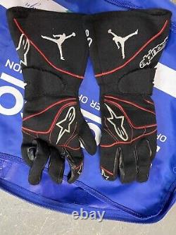 Denny Hamlin Michael Jordan Jump man Alpinestars Nascar Race Used Drivers Gloves