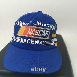 FLAW NASCAR North Liberty Iowa Blue 3 Three Stripe Mesh Trucker Hat Nasco