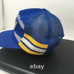 FLAW NASCAR North Liberty Iowa Blue 3 Three Stripe Mesh Trucker Hat Nasco