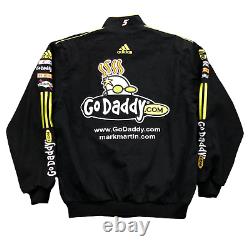 JH Design Nascar Mark Martin Racing Jacket Mens Size L Go Daddy Adidas Black #5