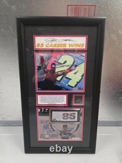 Jeff Gordon Signed Mounted Memories 85 Career Wins with Race Used Tire COA
