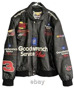 Jeff Hamilton Dale Earnhardt Leather Bomber Jacket Nascar Racing Goodwrench Sz L