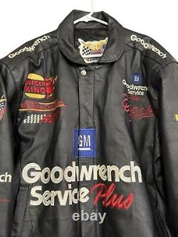 Jeff Hamilton Dale Earnhardt Leather Bomber Jacket Nascar Racing Goodwrench Sz L