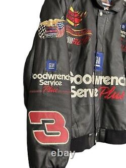 Jeff Hamilton Dale Earnhardt Leather Bomber Jacket Nascar Racing Goodwrench Sz L