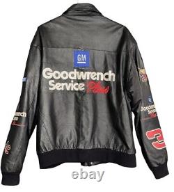 Jeff Hamilton Dale Earnhardt Leather Bomber Jacket Nascar Racing Goodwrench Sz L