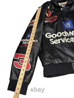 Jeff Hamilton Dale Earnhardt Leather Bomber Jacket Nascar Racing Goodwrench Sz L
