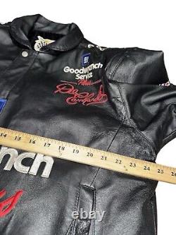 Jeff Hamilton Dale Earnhardt Leather Bomber Jacket Nascar Racing Goodwrench Sz L