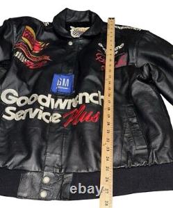 Jeff Hamilton Dale Earnhardt Leather Bomber Jacket Nascar Racing Goodwrench Sz L