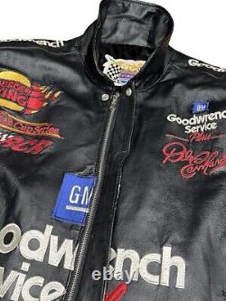 Jeff Hamilton Dale Earnhardt Leather Bomber Jacket Nascar Racing Goodwrench Sz L