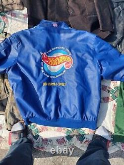 Jeff Hamilton Design xxxxl Blue Leather Jacket Hot Wheels Nascar Racing cars