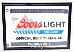 Kyle Busch 2017 Autographed Coors Light Pole Award Flag Team Issued Trophy Rare