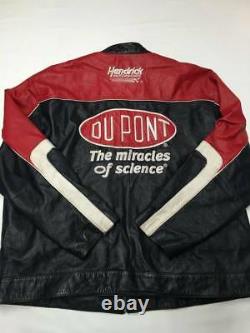 Mens WILSONS Black/Red Patched Race Racing Leather Jacket Sz 2XL Nascar