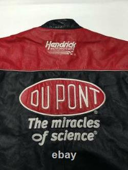 Mens WILSONS Black/Red Patched Race Racing Leather Jacket Sz 2XL Nascar