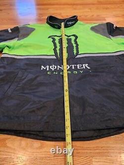 Monster Energy Nascar Cup Series Jacket XXL Double Sided Preowned Black Green