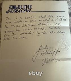 NASCAR Vintage 1980's J. D. McDuffie Race Used Drivers Suit