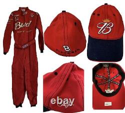 Nascar Dale Earnhardt Jr Budweiser Racing Fire Suit Large Halloween Costume +Hat