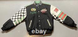 Nascar Jacket Jeff Hamilton Leather Wool Interstate Batteries Green Size Large