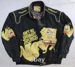 Nascar Jacket Mens 3XL Black Jeff Hamilton Spongebob Squarepants Racing JH Vtg