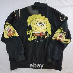 Nascar Jacket Mens 3XL Black Jeff Hamilton Spongebob Squarepants Racing JH Vtg