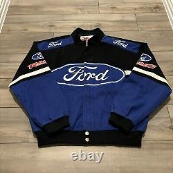 Nascar Jacket Mens Sz L Ford Racing Champions Apparel Y2K Bomber Embroidered