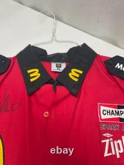 ORIGINAL RACE USED McDONALD'S RACING JOE GIBBS PIT TEAM SHIRT + AUTOGRAPHED