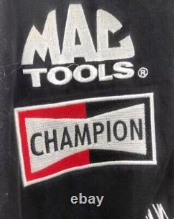 RARE Vintage WWF Men's Medium Racing Team Black Bomber Racing Jacket