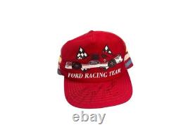 Rare Vintage 3 Stripe Ford Racing Team Hat Signed By Bill Elliot And Mark Martin