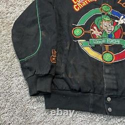 Rare Vintage Mens RR Designs Lucky Charms Black Nascar Racing Jacket Medium Y2k